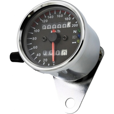 M-Style mechanický analógový tachometer na motocykel retro 200 chrom