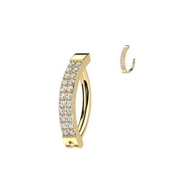 Šperky4U zlacený piercing do pupíku se štítem se zirkony WP0089-GD