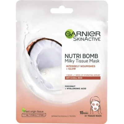 Skin Active Nutri Bomb Coconut and Hyaluronic Acid Tissue Mask - Памучна маска за лице с кокос и хиалуронова киселина