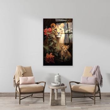 Art gift Стъклено АРТ пано - Царството на лъвовете
