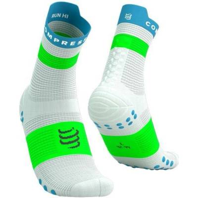 COMPRESSPORT Pro Racing Socks v4.0 Run High bílá norská blue neon green
