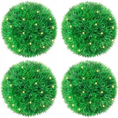Umělé buxusové koule s LED diodami 4 ks Zelené 12 cm