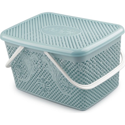Plastový košík s víkem 20x35 cm modrá světlá 1 ks