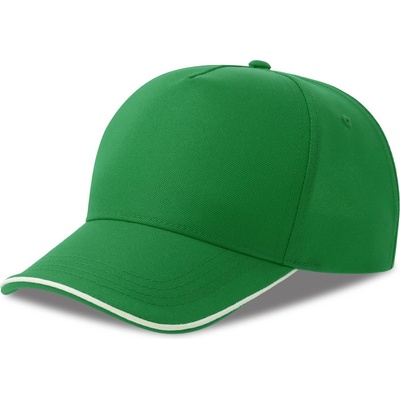 Atlantis Headwear Recy Five Piping 5 panelová sandwich COT33028284499-green/white Zelená/černá