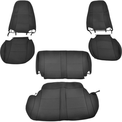 Poťahy sedadiel na mieru, Predné, Zadné, 2 Dvere, Čierna, Jeep Wrangler YJ 1987-1990