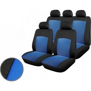  Пълен комплект авто тапицерия калъфи за седалки за Dacia Logan I 2004-2012, Dacia Logan II 2012+ синьо-черно