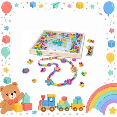 Melissa & Doug - Drevené korálky - Motýlikovia 120+