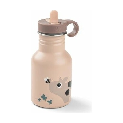 Done by Deer Dětská nerezová láhev Tiny Farm 350 ml Růžová
