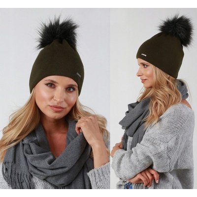 Fashionweek dámská zimní čepice s bambulí ZIZI39/P14 Khaki