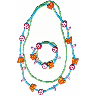 Woodyland Woody - Комплект гривна и колие с дървени мъниста - Пеперудка