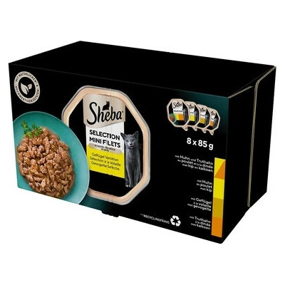 SHEBA Selection s kuracími príchuťami 8 x 85 g
