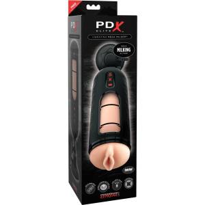 PDX Elite Mega Milker - вибрираща, пенис-млечна изкуствена вагина (черна)