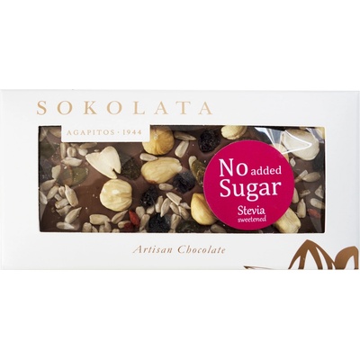 SOKOLATA AGAPITOS Mléčná s ořechy a stévií 100 g