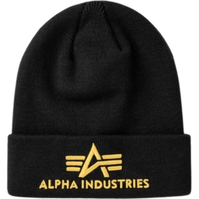 Alpha Industries 3D Beanie čierná/zlatá