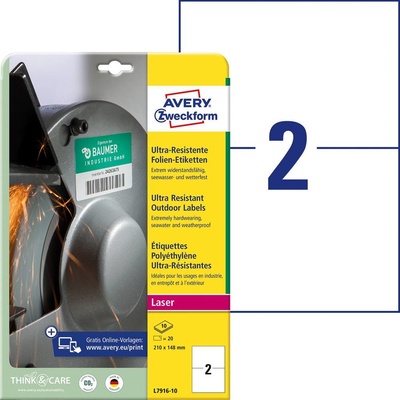 Avery-Zweckform L7916-10 Fóliové etikety 210 x 148 mm polyethylenová fólie bílá 20 ks