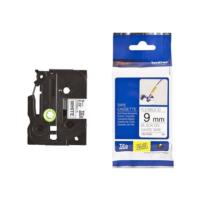 Brother Консуматив, Brother TZe-FX221 Tape, Black on White, Flexible, 9mm, 8m (TZEFX221)