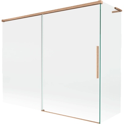 Mexen Rox L параван за вана с 2 крила, плъзгащ се 190 + 80 x 150 см, прозрачен, четкана мед - 8C9L-190-080-65-00 (8C9L-190-080-65-00)