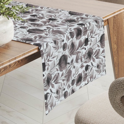 Biante Dekoračný behúň Rongo RGP-504 Hnedé popínavé lístky na bielom 20x120 cm