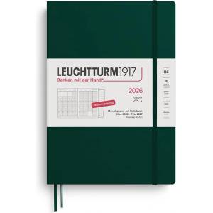 Leuchtturm1917 372607 Monthly Planner & Notebook Composition (B5) 2026, 16 Months (01 November 2025-28 February 2027), Softcover, Forest Green, German (372607)