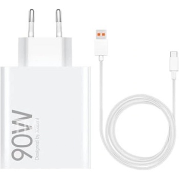 Xiaomi Оригинално Зарядно с Кабел, Xiaomi 90W-6.1A USB-A Charger MDY-15-EK, Бял (Bulk) (MDY-15-EK)