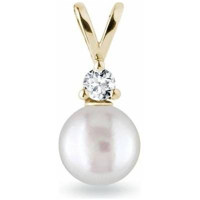 KLENOTA Zlatý prívesok so sladkovodnou perlou a diamantom P0232003