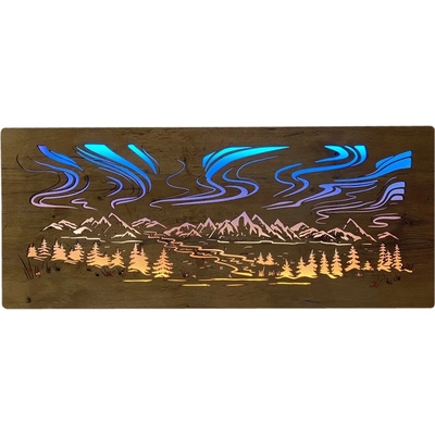 Li-Go "Polární záře" světelný obraz RGBW s baterií 120x50cm provedení povrchu: dub