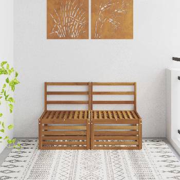 vidaXL 2 Брой Среден диван за открито Солидно акациево дърво Естествен (900494)