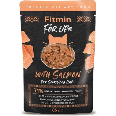 Dibaq Fitmin For Life Джоб със сьомга за кастрирани котки 85 g