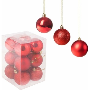 SPRINGOS Vianočné banky červené mix 6cm sada 12ks