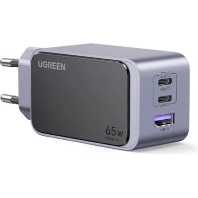 UGREEN Nexode S GaN Fast Wall Charger 65W PD - захранване за ел. мрежа за лаптопи, смартфони и таблети с USB-A и 2xUSB-C изходи с технология за бързо зареждане (тъмноси