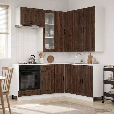 vidaXL Кухненски единица PORTO 8 pcs Кафяв дъб Инженерна дървесина (3438428)