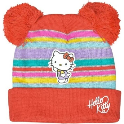 čepice Hello Kitty červená s bambul Kama