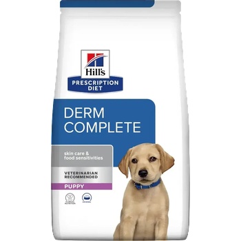 Hill's Prescription Diet Dog Derm Complete Puppy - за кученца с хранителни алергии и алергии от околната среда, с ориз и яйца - 1, 5 кг