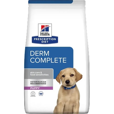 Hill's Prescription Diet Dog Derm Complete Puppy - за кученца с хранителни алергии и алергии от околната среда, с ориз и яйца - 1, 5 кг