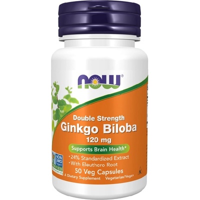 NOW NOW Ginkgo Biloba Double Strength 120mg, 50 Veg Capsules