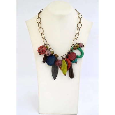 Dannyra Колие Висулки с кожа, рог и абанос Dannyra Jewels