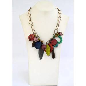 Dannyra Колие Висулки с кожа, рог и абанос Dannyra Jewels
