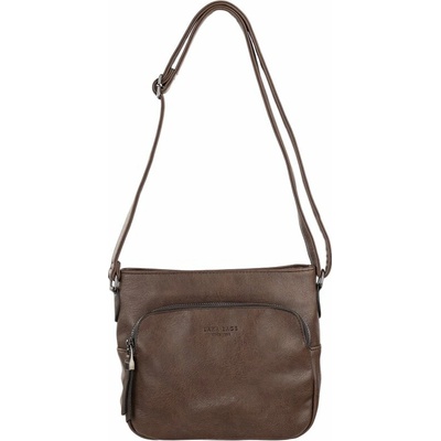 KATHY dámska crossbody koženková kabelka Tmavohnedá