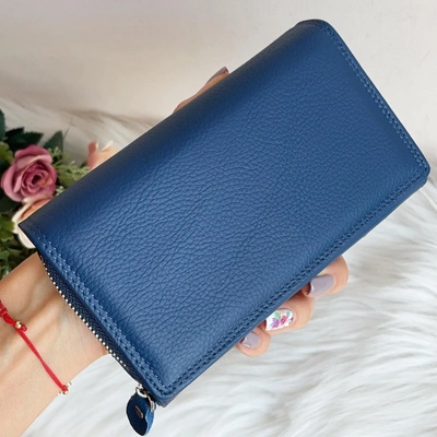 Кожено Портмоне Цвят Тъмно Син - Модел 1000
