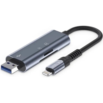 Tech-Protect Четец на SD / micro SD карти Tech-Protect UltraBoost, с Lightning / USB-A конектори, сив (5906302307845)