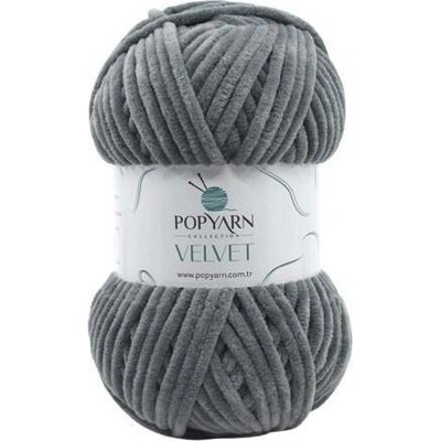 POPYARN Pletací příze Velvet B010 - šedá