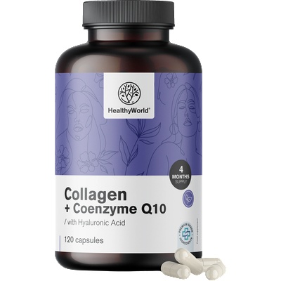 HealthyWorld Collagen + Coenzyme Q10 + Premium Hyaluronic Acid - 120 капсули