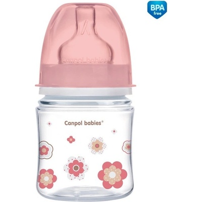 Canpol babies Fľaša sa širokým hrdlom Newborn baby 120ml růžová