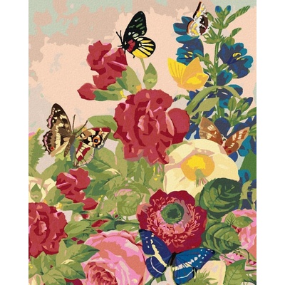 Zuty Malování Podle Čísel Motýli A Pestré Květiny 80 x 100 Cm Plátno 8596530096900