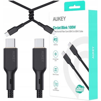 Aukey CB-KCC102 USB-C to USB-C, 100W, 1.8m, černý