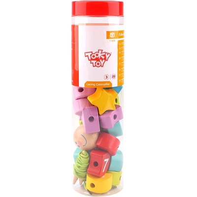 Tooky Toy - Дървена игра за низане Числа и форми TY875