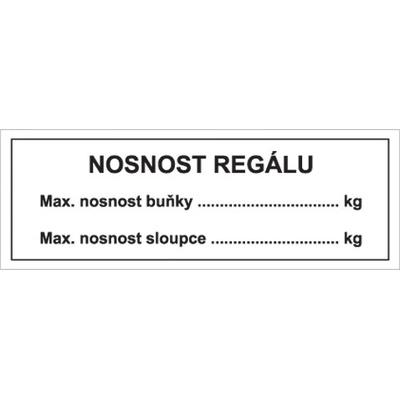 Značka Nosnost regálu, Max. nosnost buňky... kg, Max. nosnost sloupce... kg, samolepicí fólie, 37 × 105 mm BZ FIT09