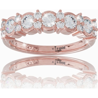VIPgold Zlatý prsteň s bielymi zafírmi v červenom zlate R35626c S