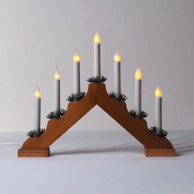 Exihand Filament Adventní svícen dubový s čirou žárovkou 7x34V 0,2W