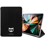 KARL LAGERFELD Saffiano Choupette Head Folio Case - дизайнерски кожен кейс с поставка за iPad Pro 12.9 M1 (2021) (черен)